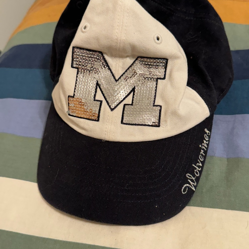 Michigan Wolverines Navy and White Sequin Hat